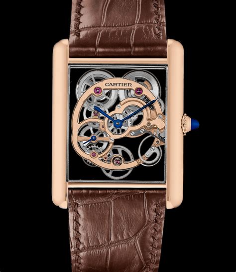 tank louis cartier skeleton sapphire watch|cartier pink gold tank.